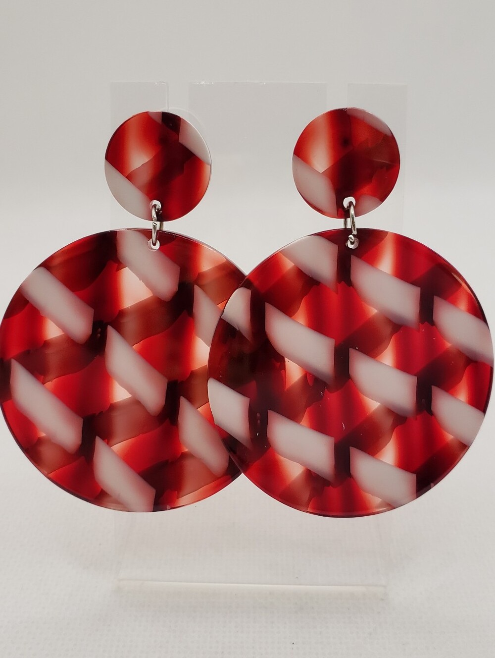 Bold Red Tortoiseshell Acrylic Drop Earrings